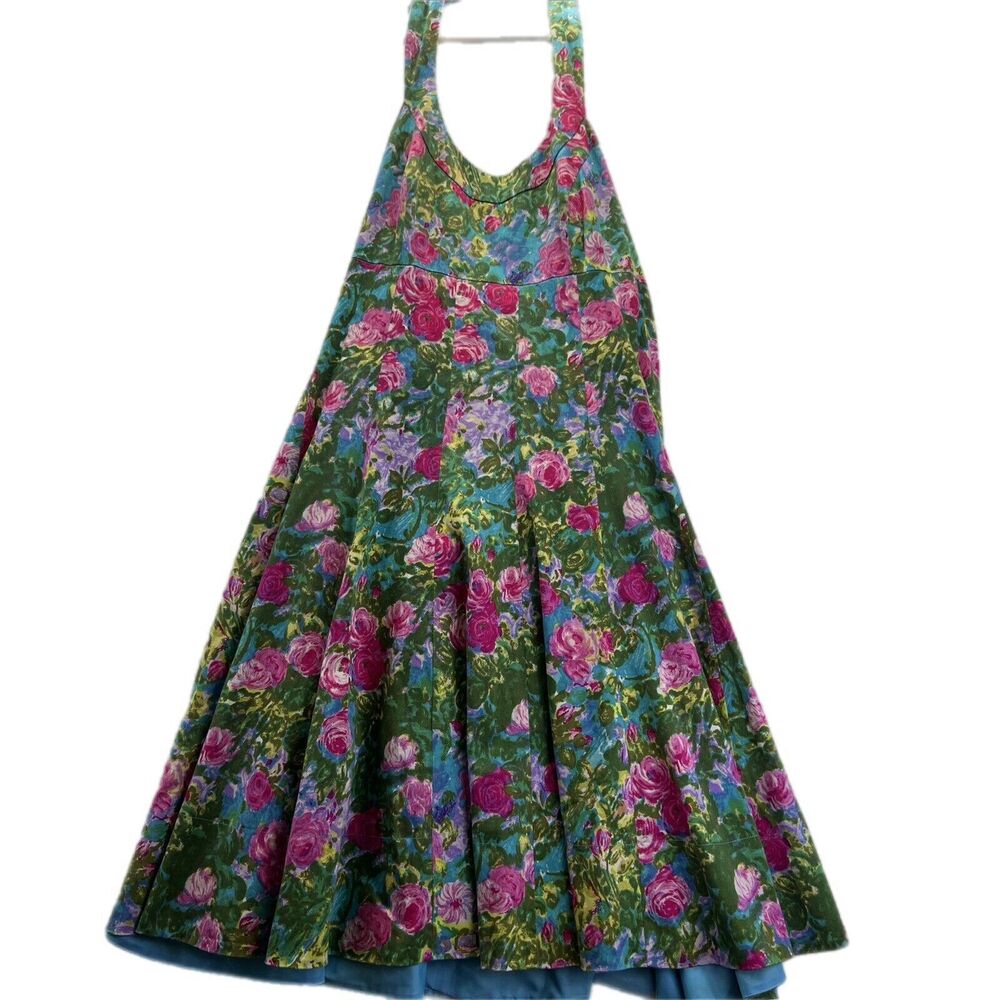 London Times‎ Floral Flare Skater Halter Dress Fairy Babydoll Romance Sz 10 *